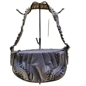Zara -medium - shoulder bag-grays silver color metal plated styles